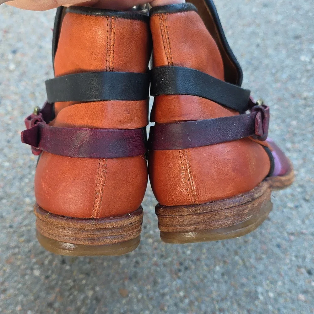 A.S.98 Colorful Patchwork Italian Leather Ankle Boots Booties Size 41 - Picture 7 of 14